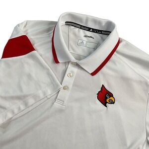 Adidas  Louisville Cardinals‎ Climate White Red Polo Shirt Men's Size XL SS LOGO